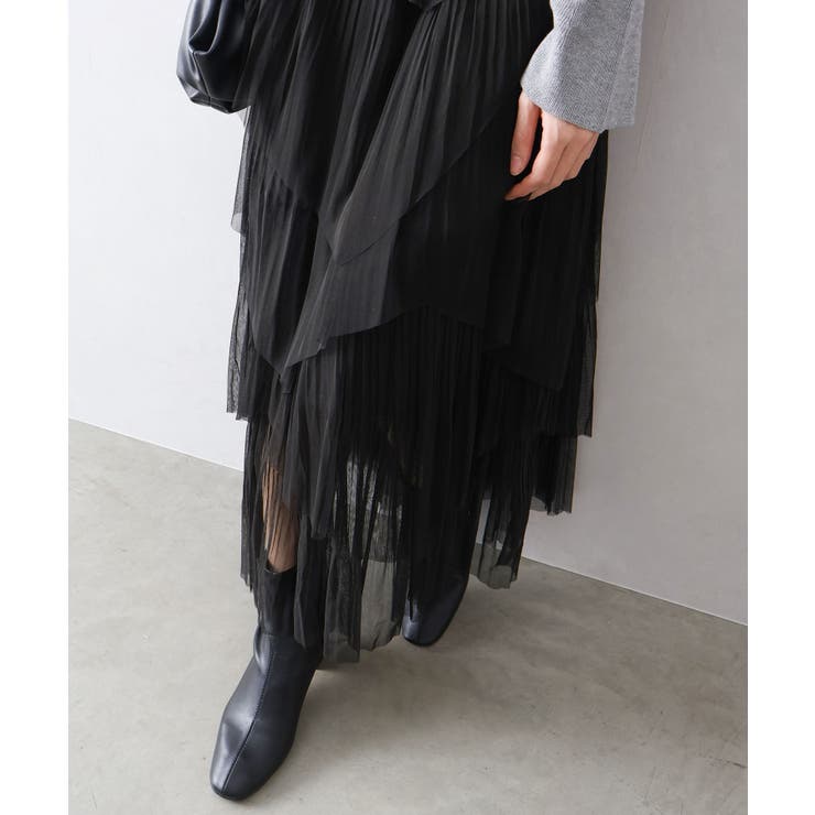 チュールプリーツフリルアシメロングスカート | SpRay | 詳細画像10 