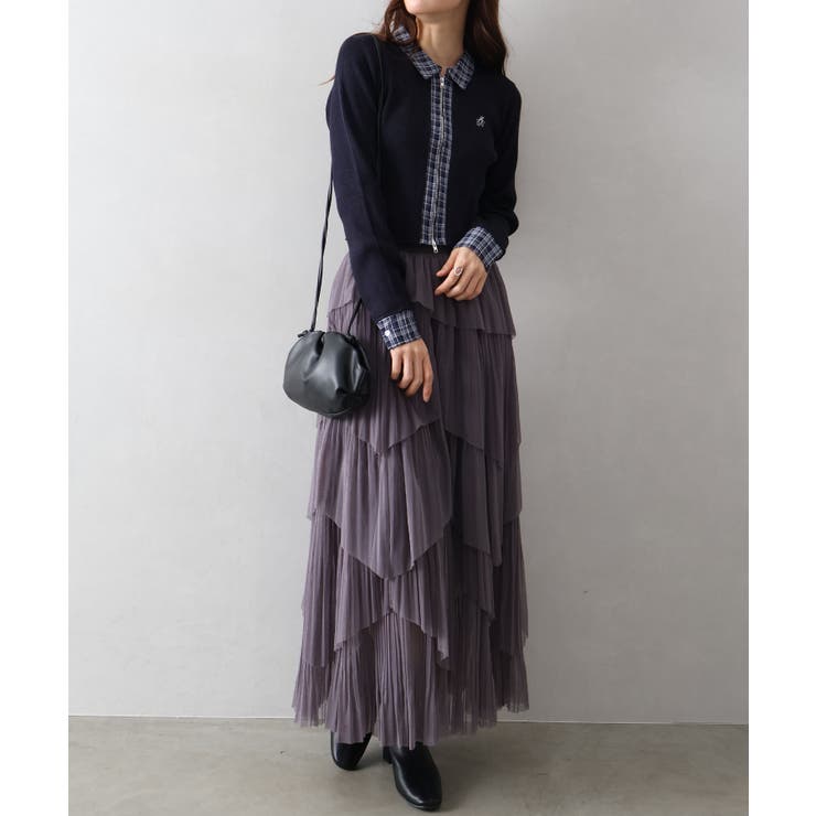 チュールプリーツフリルアシメロングスカート | SpRay | 詳細画像14 