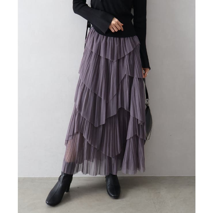 チュールプリーツフリルアシメロングスカート | SpRay | 詳細画像15 