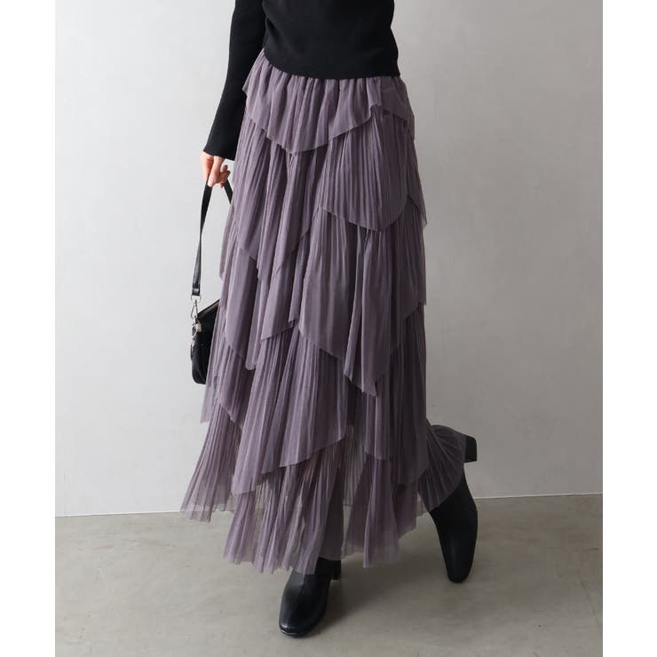 チュールプリーツフリルアシメロングスカート | SpRay | 詳細画像17 