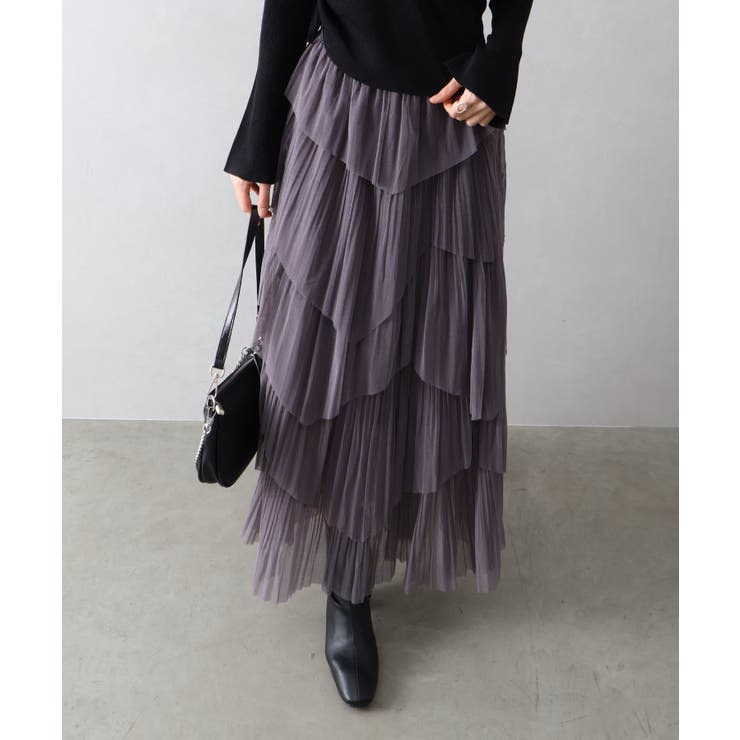 チュールプリーツフリルアシメロングスカート | SpRay | 詳細画像18 
