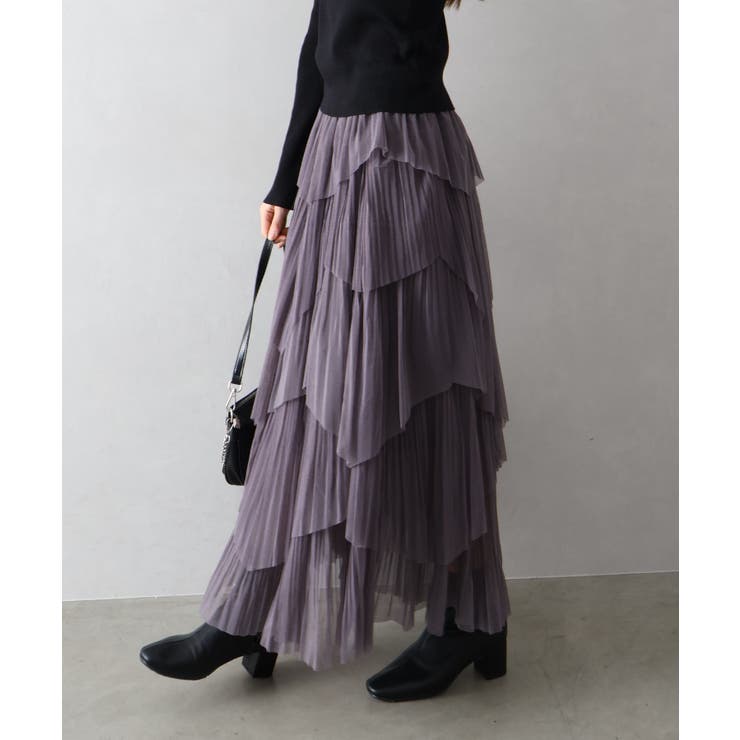 チュールプリーツフリルアシメロングスカート | SpRay | 詳細画像19 