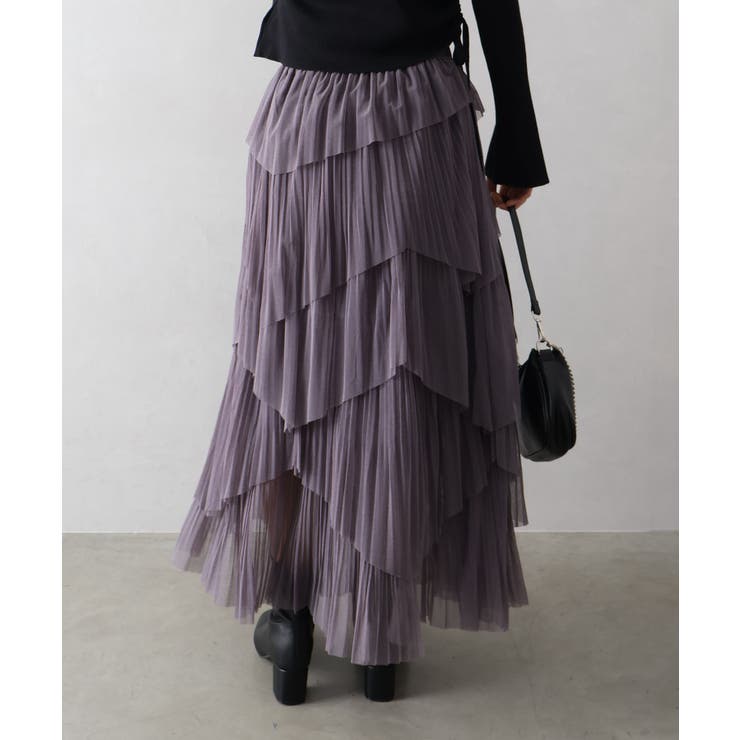 チュールプリーツフリルアシメロングスカート | SpRay | 詳細画像20 