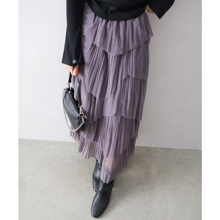 チュールプリーツフリルアシメロングスカート | SpRay | 詳細画像21 