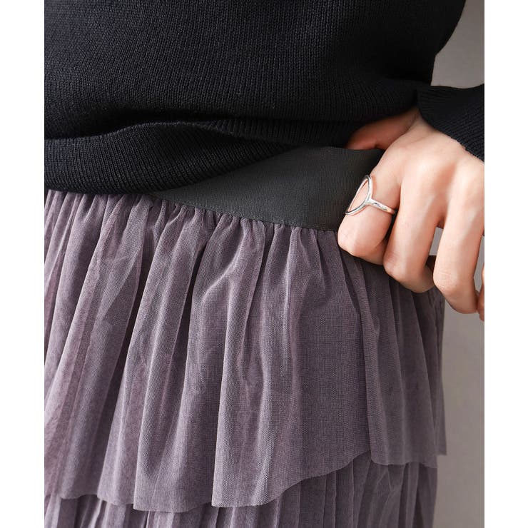チュールプリーツフリルアシメロングスカート | SpRay | 詳細画像22 