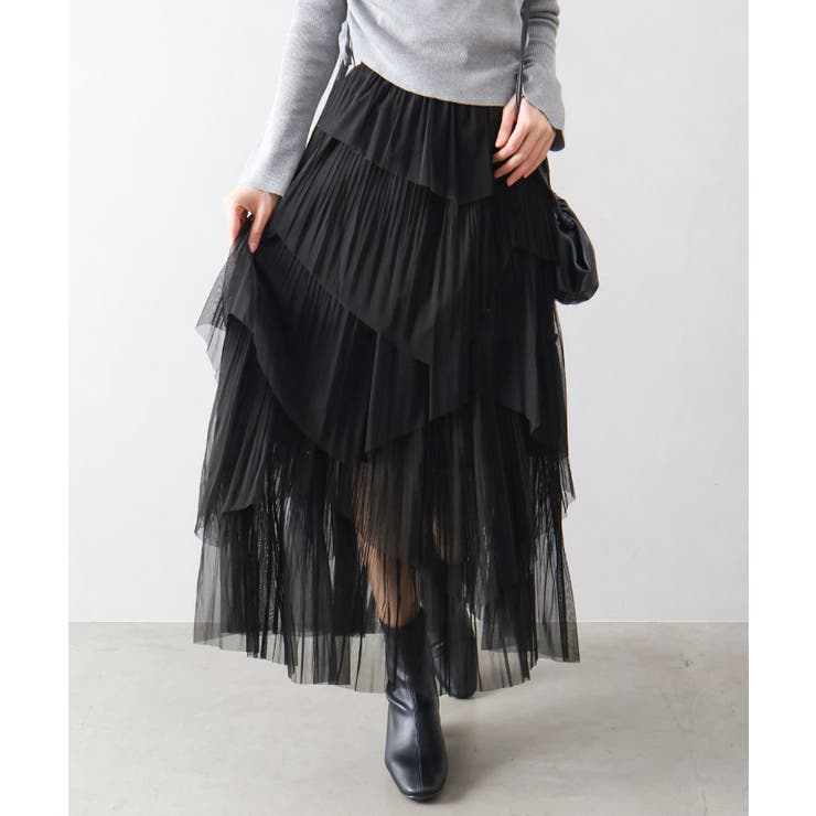 チュールプリーツフリルアシメロングスカート | SpRay | 詳細画像7 