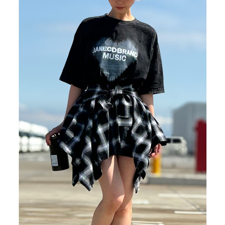 チェックアシメミニスカート | SpRay | 詳細画像3 