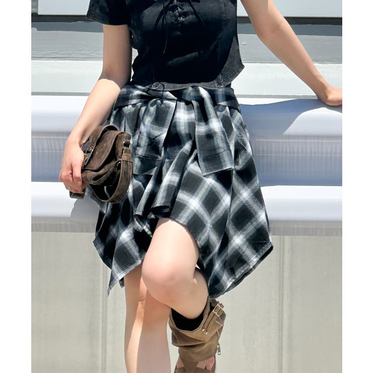 チェックアシメミニスカート | SpRay | 詳細画像34 