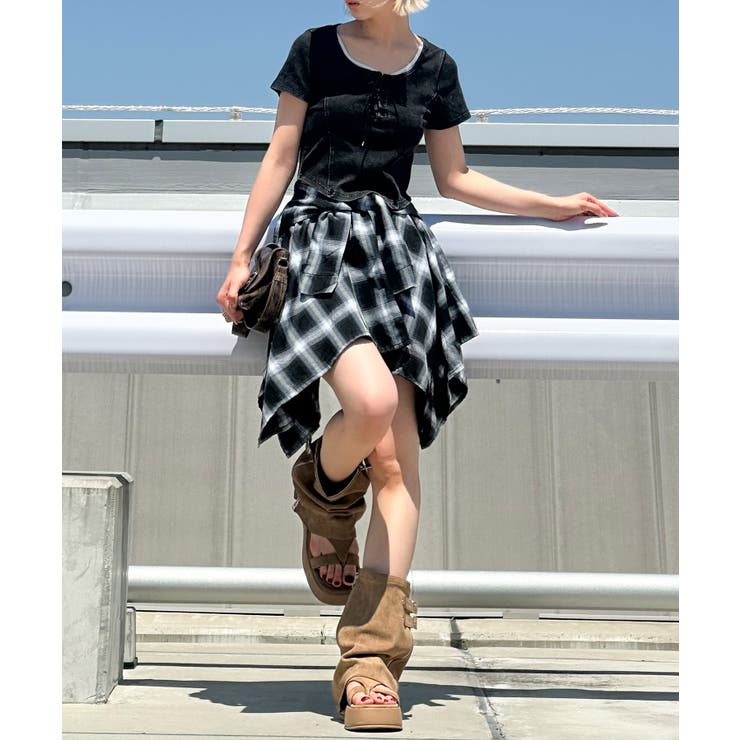 チェックアシメミニスカート | SpRay | 詳細画像35 