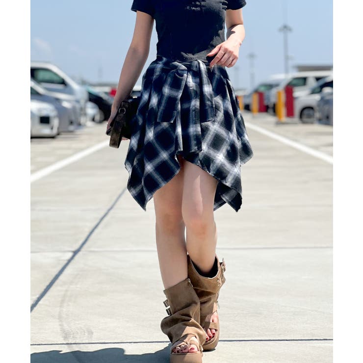 チェックアシメミニスカート | SpRay | 詳細画像36 