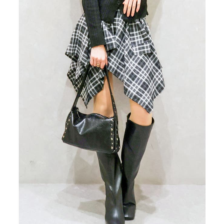 ブラック×ホワイト | チェックアシメミニスカート | SpRay