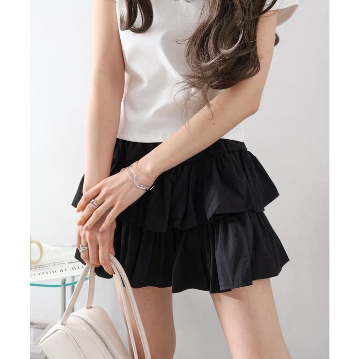 ブラック | フリルティアードミニスカート | SpRay