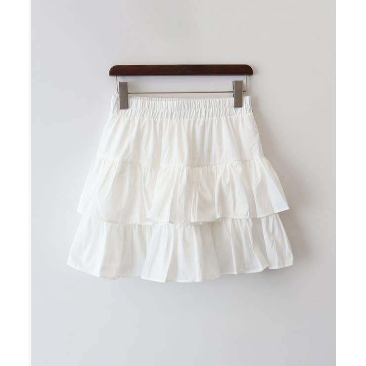 ホワイト | フリルティアードミニスカート | SpRay