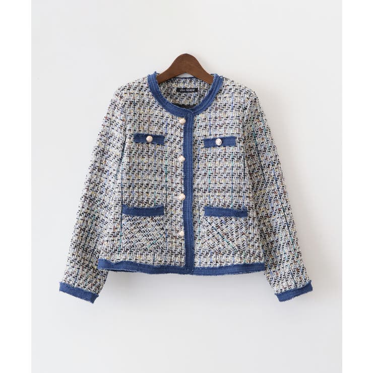 ブラック | デニムトリミツィードジャケット | SpRay