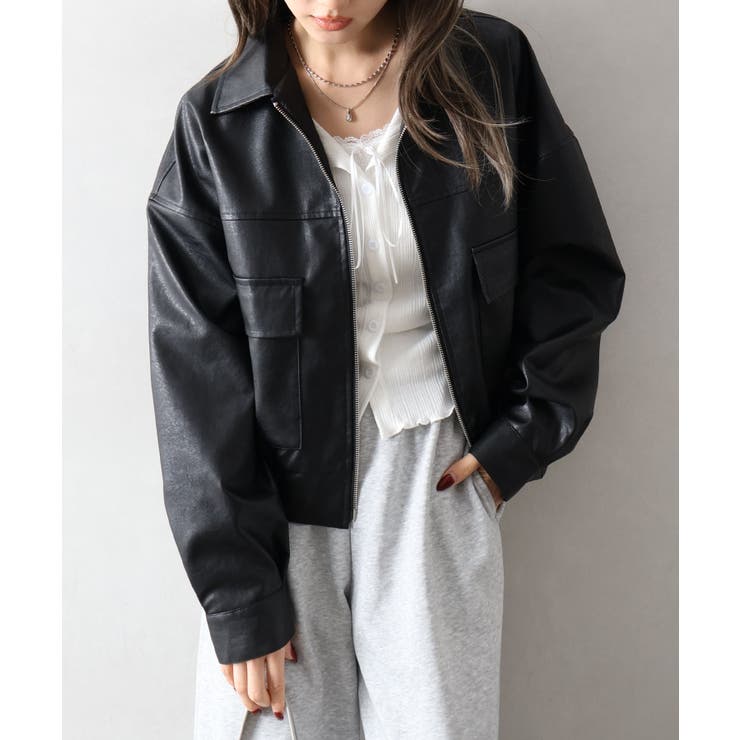 アンティークレザーダブルZIPブルゾン | SpRay | 詳細画像14 