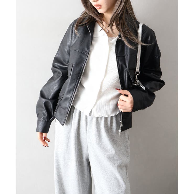 アンティークレザーダブルZIPブルゾン | SpRay | 詳細画像19 