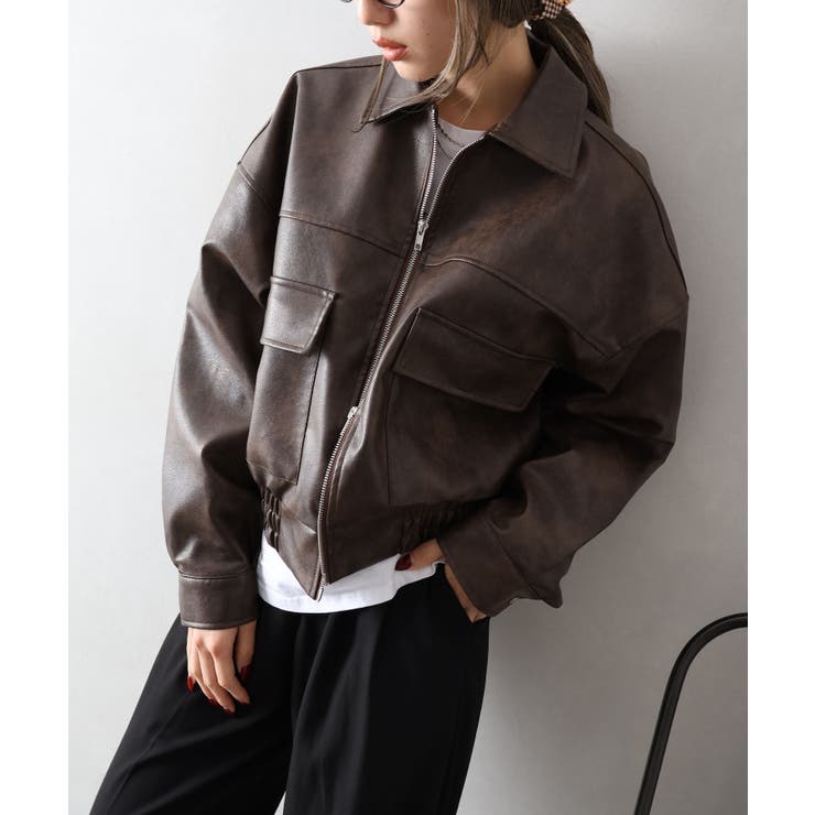 アンティークレザーダブルZIPブルゾン | SpRay | 詳細画像2 