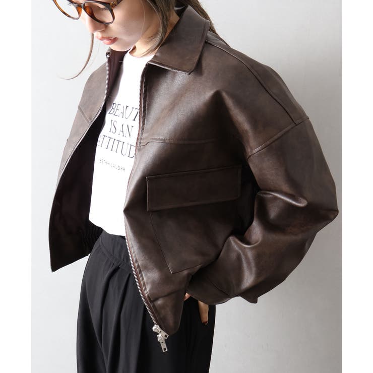 アンティークレザーダブルZIPブルゾン | SpRay | 詳細画像46 