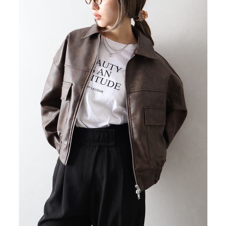 アンティークレザーダブルZIPブルゾン | SpRay | 詳細画像48 