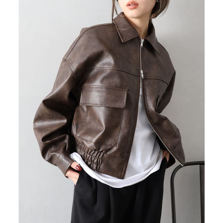 アンティークレザーダブルZIPブルゾン | SpRay | 詳細画像5 