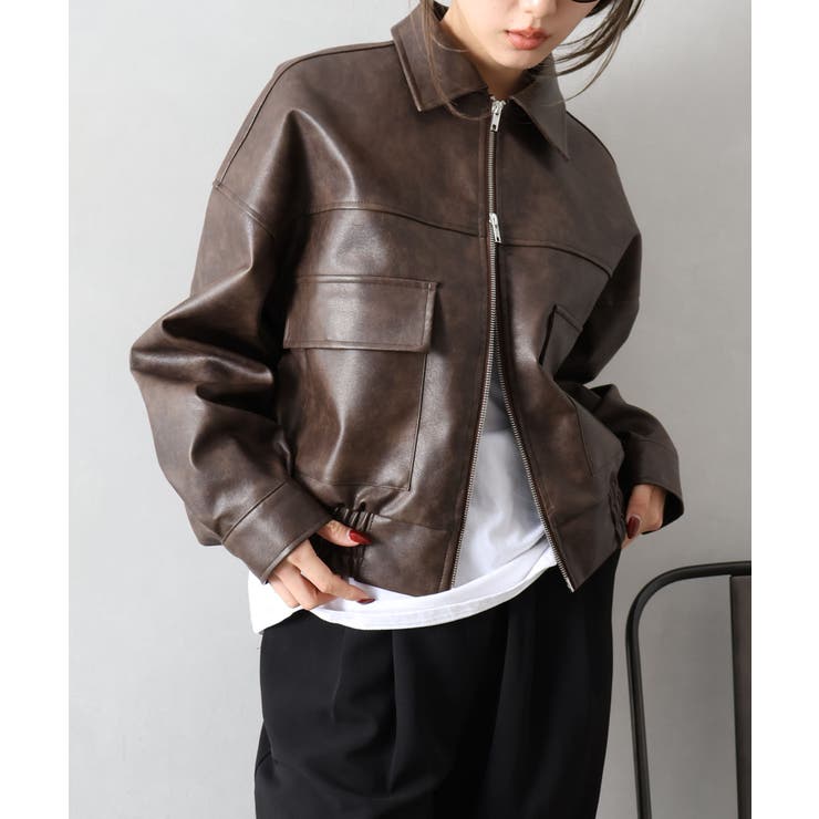 アンティークレザーダブルZIPブルゾン | SpRay | 詳細画像6 