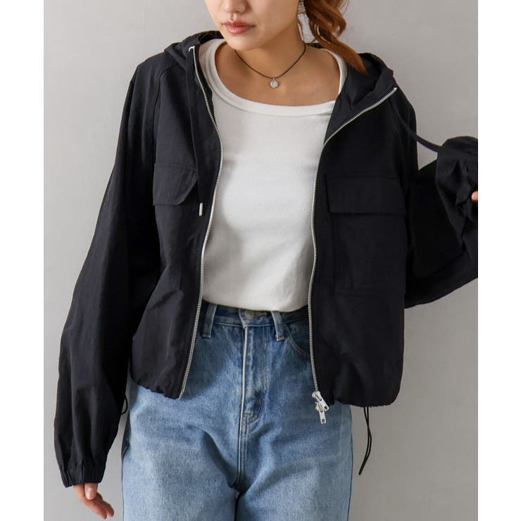 ブラック | ナイロンダブルZIPフードブルゾン | SpRay