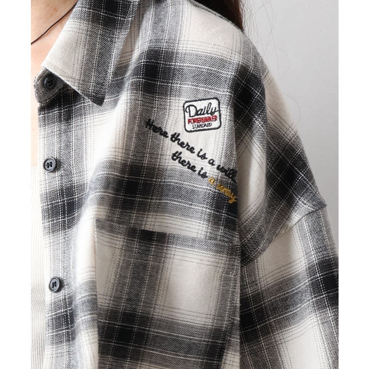 ビエラチェック刺繍BIGシャツ | SpRay | 詳細画像10 