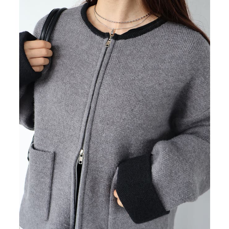 バイカラーW ZIPカーディガン | SpRay | 詳細画像14 