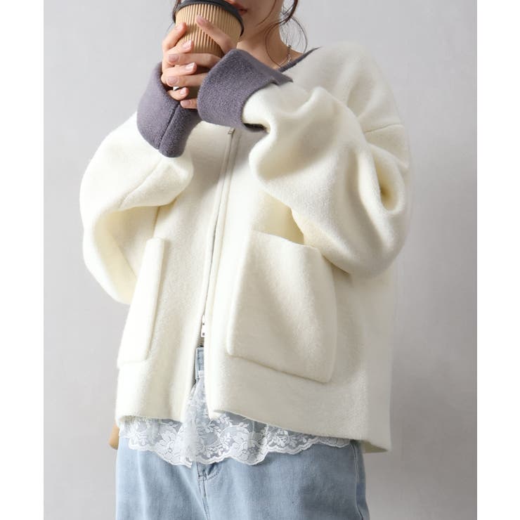 バイカラーW ZIPカーディガン | SpRay | 詳細画像51 