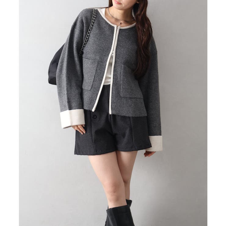 配色ZIPクルーネックカーディガン | SpRay | 詳細画像32 