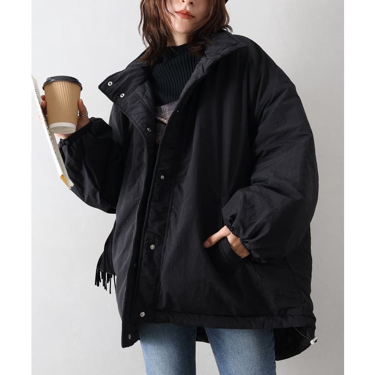 ブラック | リバーシブルスタンド中綿コート | SpRay