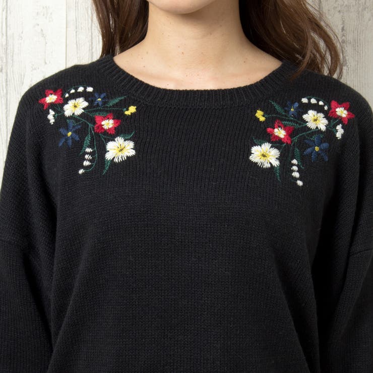 alors Paris アイボリー ニットスカーフ 刺繍B alors Paris アイボリー ニットスカーフ 刺繍B（オリジナル
