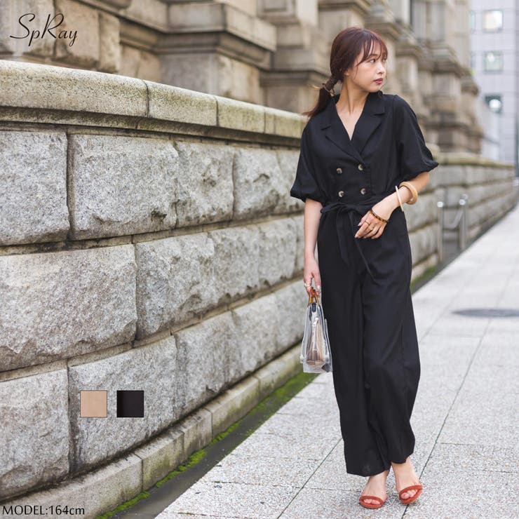 【WEB限定】麻混ボリューム袖オールインワン | SpRay | 詳細画像1 