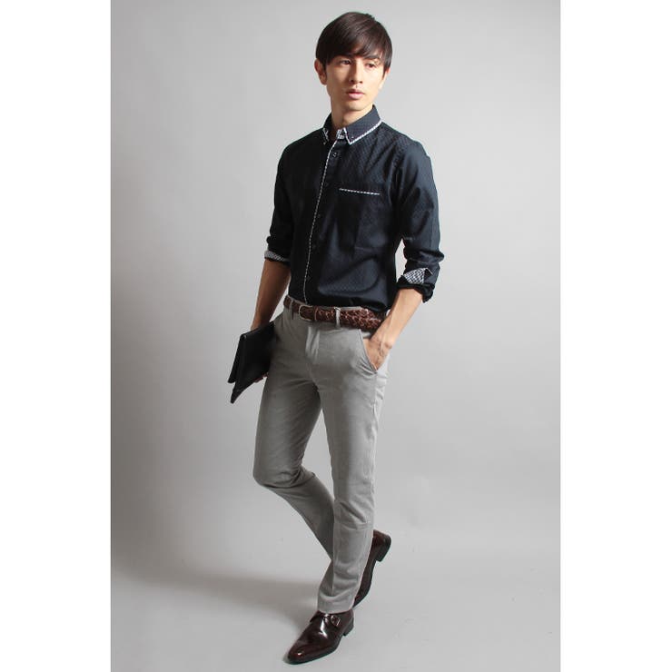 【アイテム】シャドーチェックダブルカラーボタンダウン形態安定長袖シャツ【ブランド】Buyer'sSelect（バイヤーズセレクト）
