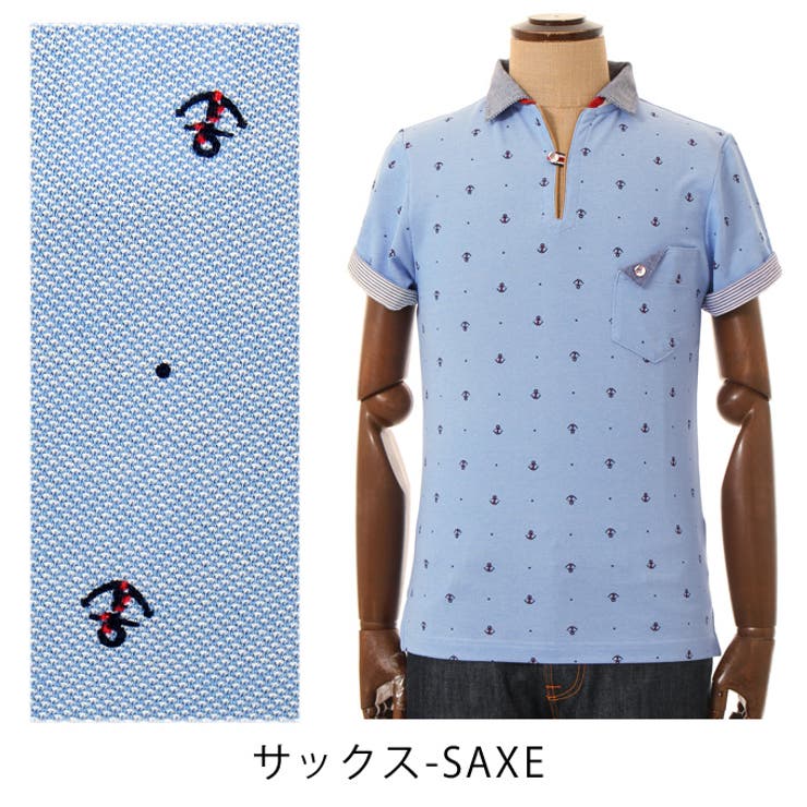 レア　HAI SPORTING GEAR　マリン　魚　海中　総柄　ポロシャツ　M 総柄プリントポロシャツ《COOL HOLD》 (E2JAA077-14) | MIZUNO