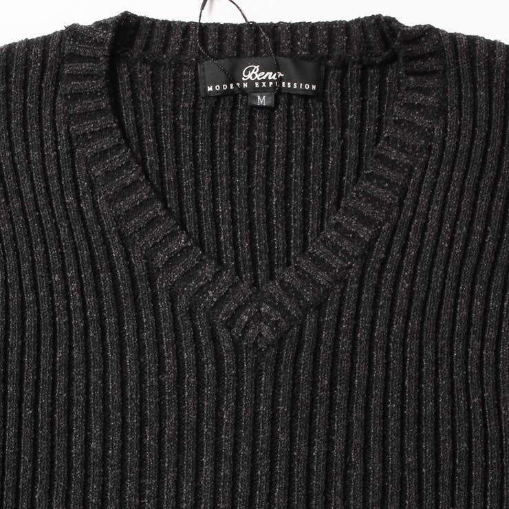 アイテム】リブ編み Vネック ニット【ブランド】SPU スプ[品番