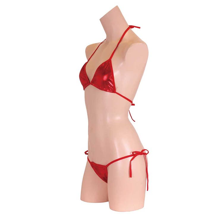 パキッとコントラストの効いたキラキラメタリックビキニ レッド ランジェリー | StarFire | 詳細画像3 