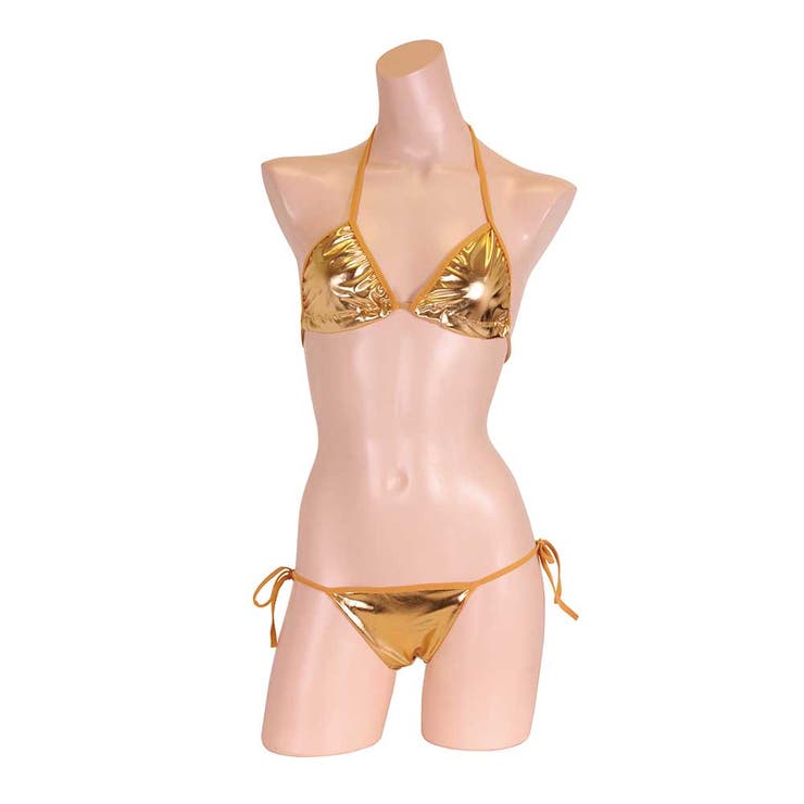 パキッとコントラストの効いたキラキラメタリックビキニ ゴールド ランジェリー | StarFire | 詳細画像2 