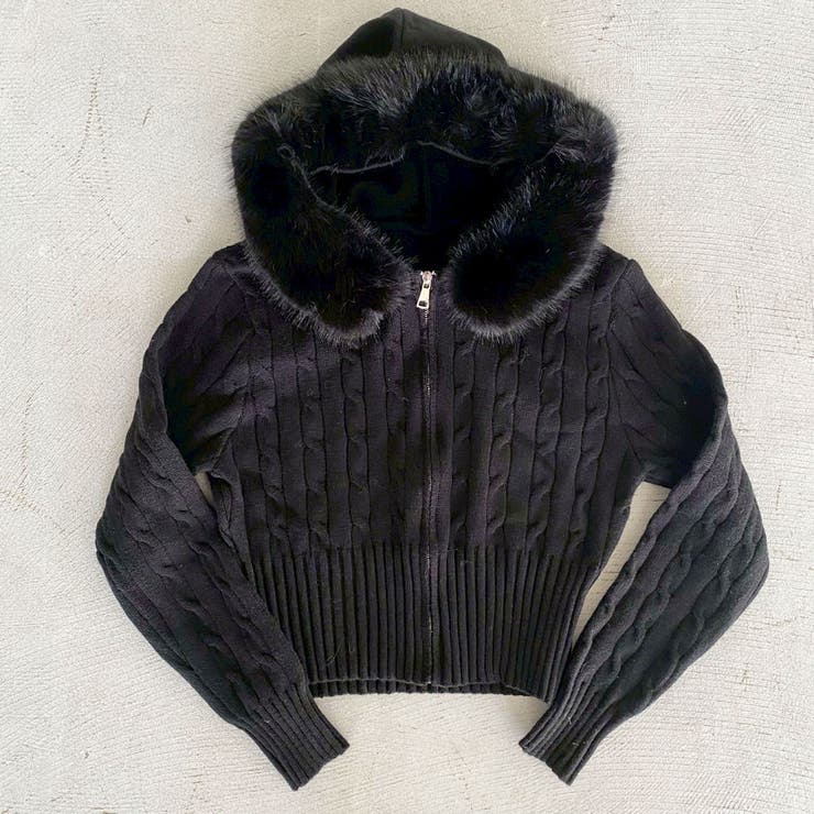 ファー付きフードパーカー スリットロングスカート ニットセットアップ | STRIP CABARET  | 詳細画像2 