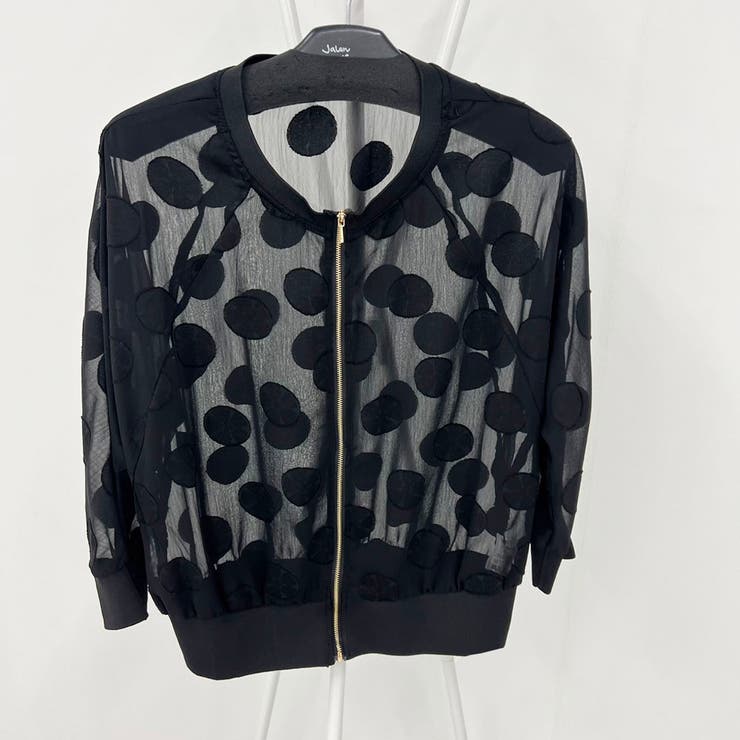 ドット柄ノーカラージャケット ドット柄 シースルー[品番 ドット柄ノーカラージャケット ドット柄 シースルー[品番