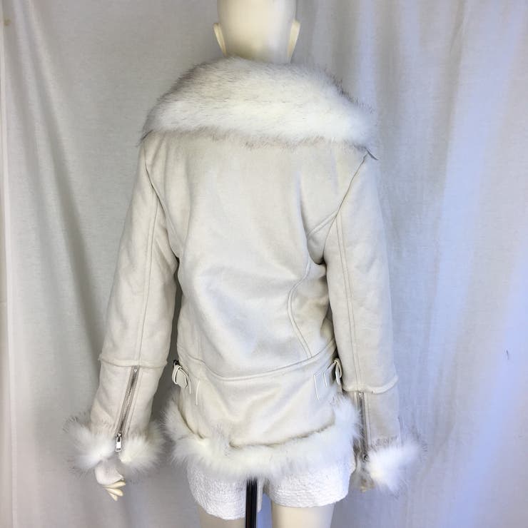 ホワイトレザーライダースジャケット ファー付き ファー付き ライダーズ 白 ホワイトレザーライダースジャケット
