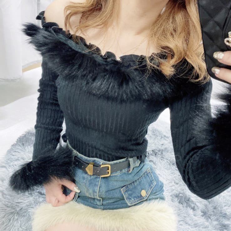 sheller シェリエ FOX hem fur knit シェリエsheller FOX hem fur knit