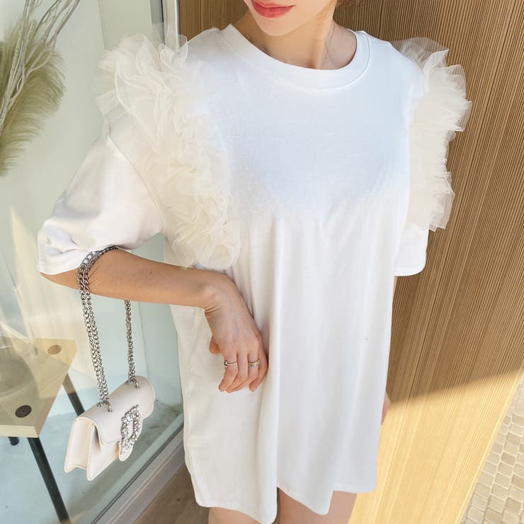 ホワイト | 肩チュールトップス トップス Tシャツ | STRIP CABARET 