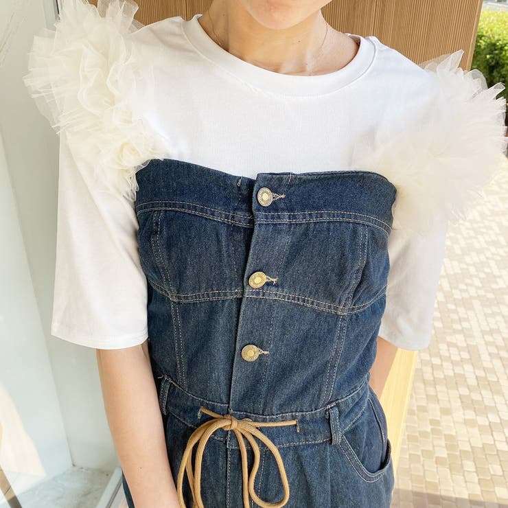 グラデーション デニム ドレス ベアトップ ロング 韓国 nr5972 fit=scale-down,w=1200