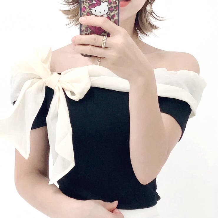 ブラック | オフショルトップス リボントップス オフショル | STRIP CABARET 