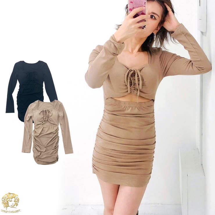 お腹あきカットワンピース パット入り タイトワンピース | STRIP CABARET  | 詳細画像1 