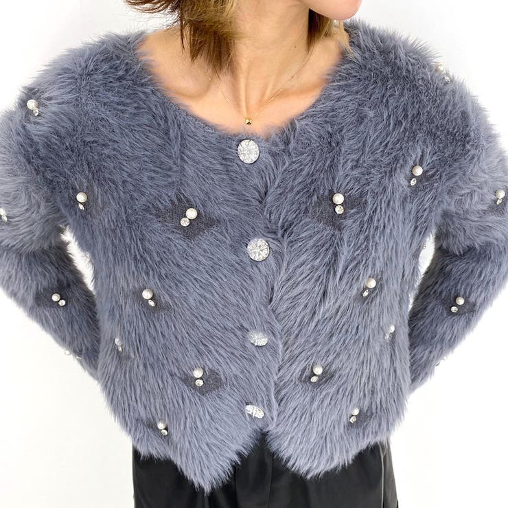 パールビジュー付きシャギーニットカーディガン カーディガン シャギーニット | STRIP CABARET  | 詳細画像4 