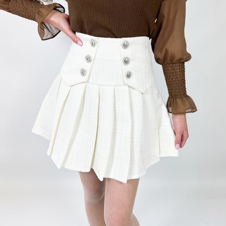 ホワイト | 【2022新作】スカート ツイード プリーツ | STRIP CABARET 
