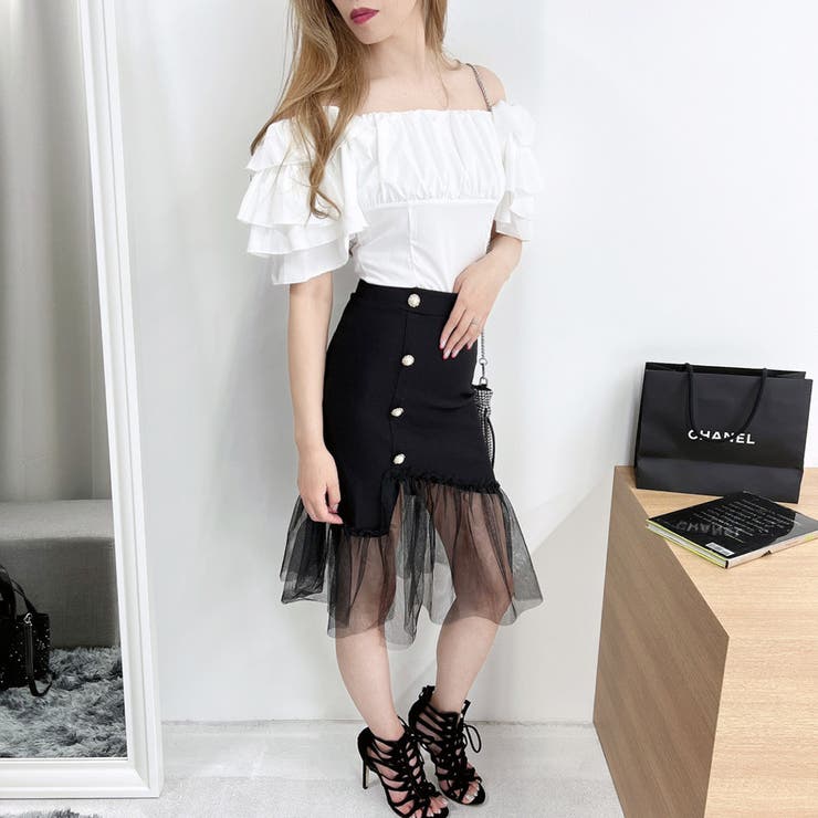 マーメイドスカート タイトスカート チュールスカート[品番  