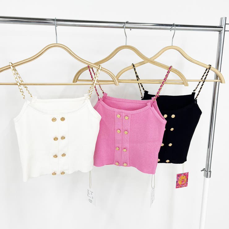 THE SHISHIKUI ニットキャミ ピンク THE SHISHIKUI / シシクイ | KNIT CAMI リブニット キャミソール